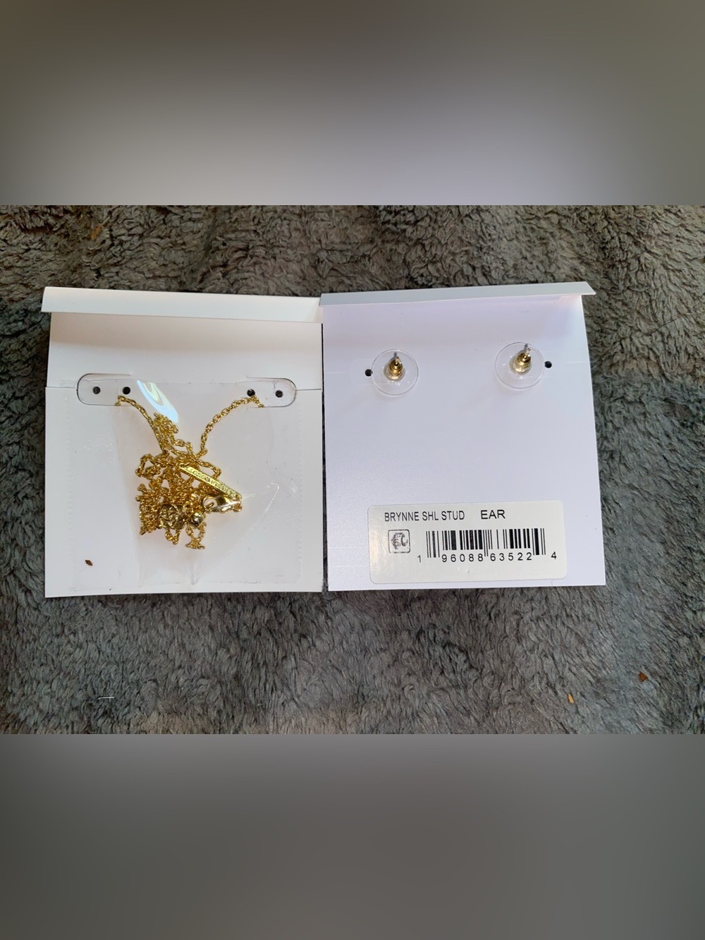BNWT Kendra Scott Brynne Shell Gold w/Blush MOP Necklace & Earring Set $150 - Picture 7 of 7